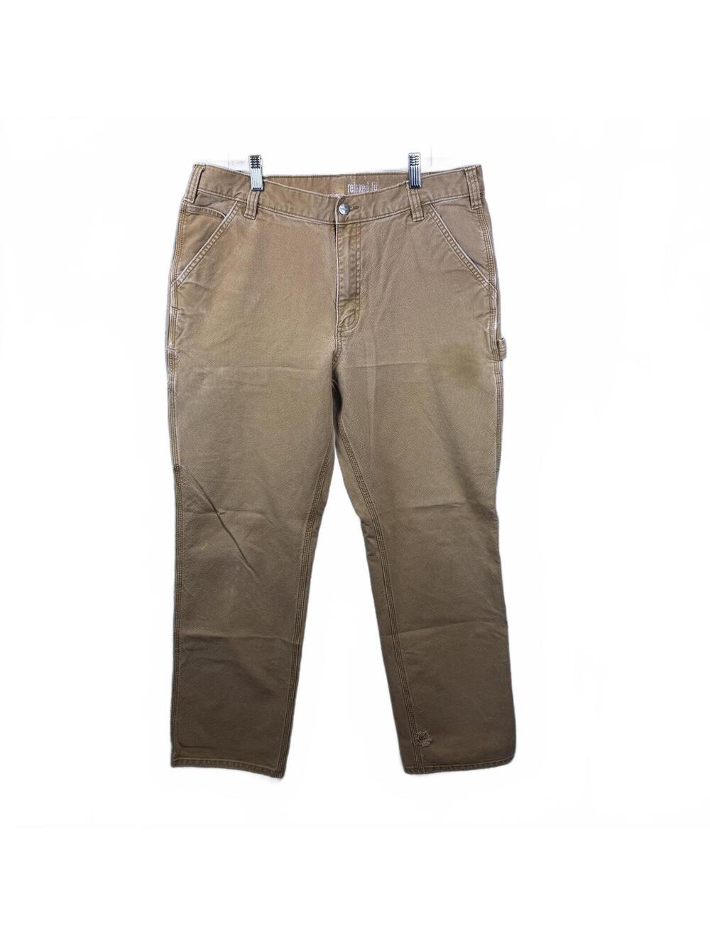 Carhartt Canvas Carpenter Work Pants Khaki Brown Mens 36x33 Utility